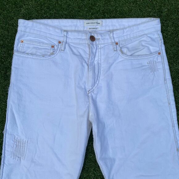 Isabel Marant Etoile Women's High Rise White Distressed Denim Jeans - Picture 2 of 8